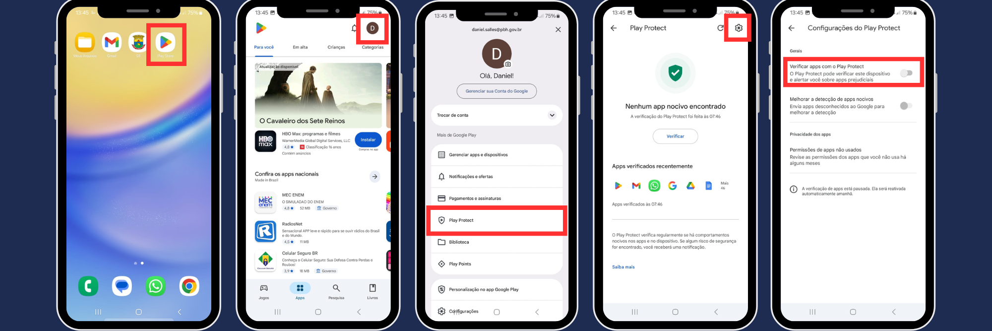 Tela do Play Protect